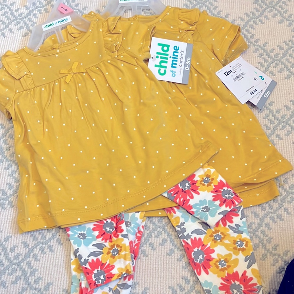 Carters Child of Mine shirt & legging girls 0-3 m and 12 m